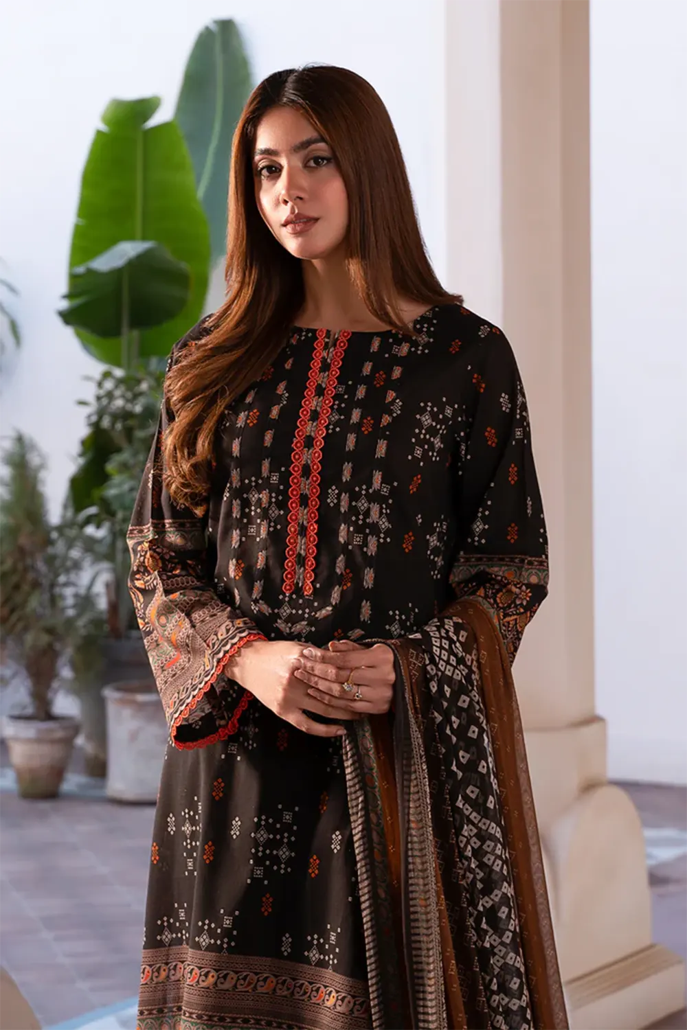 3-PC Unstitched Printed Lawn Shirt with Chiffon Dupatta and Trouser CP4-24 by Chrizma