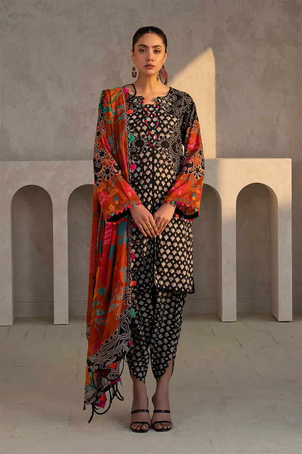 3-PC Unstitched Printed Lawn Shirt with Chiffon Dupatta and Trouser CP4-25 by Chrizma