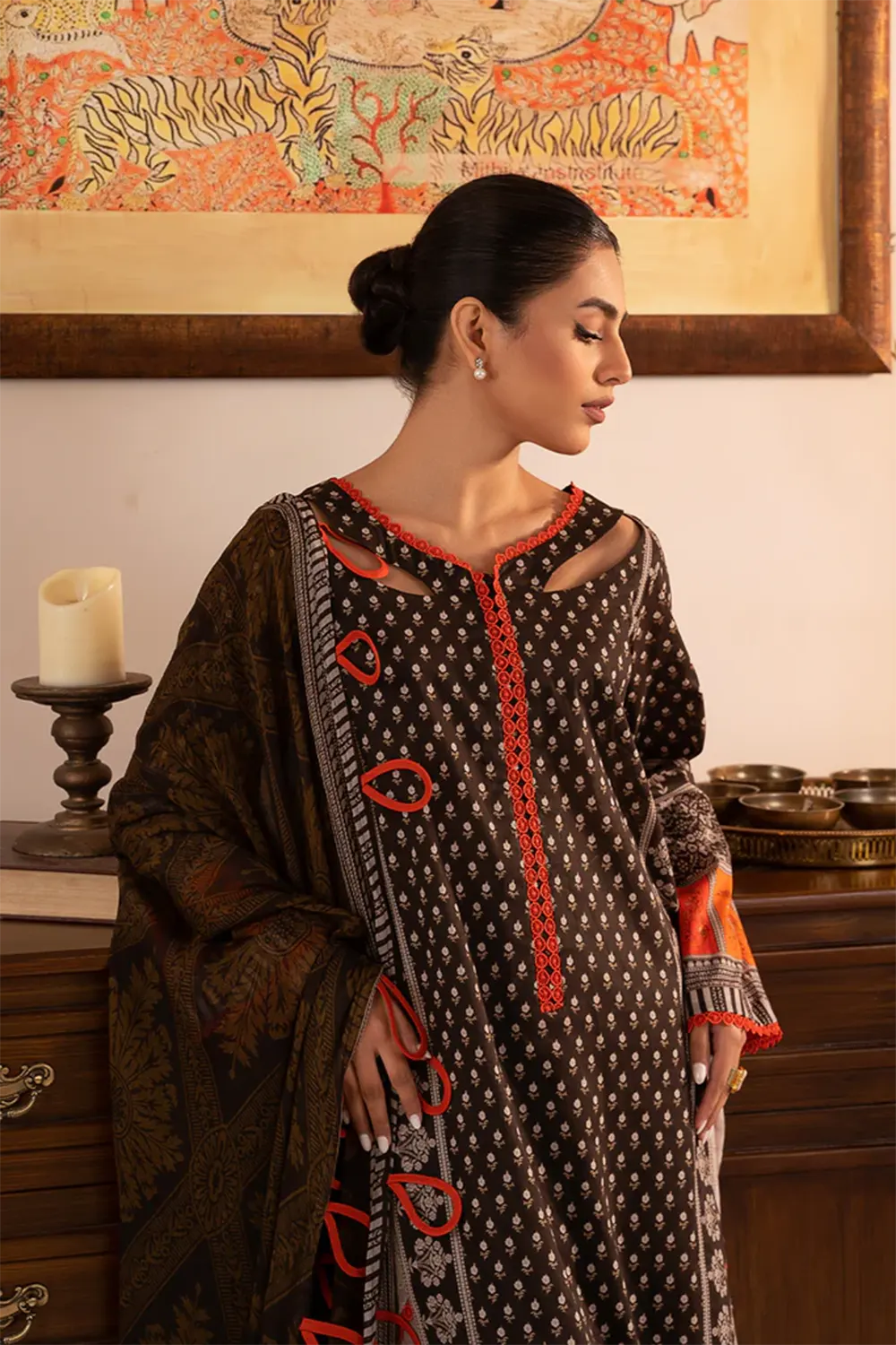 3-PC Unstitched Printed Lawn Shirt with Chiffon Dupatta and Trouser CP4-29 by Chrizma