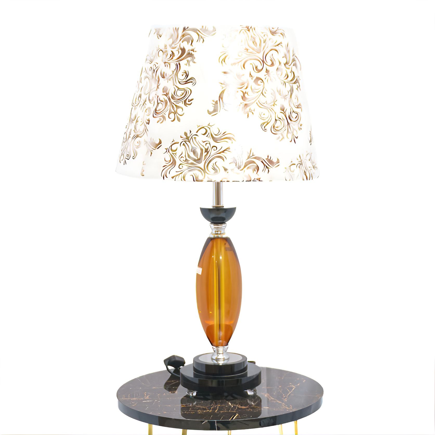 Floral Elegance Electric Table Lamp: Bottle Shaped Stand with Attractive Lamp Base