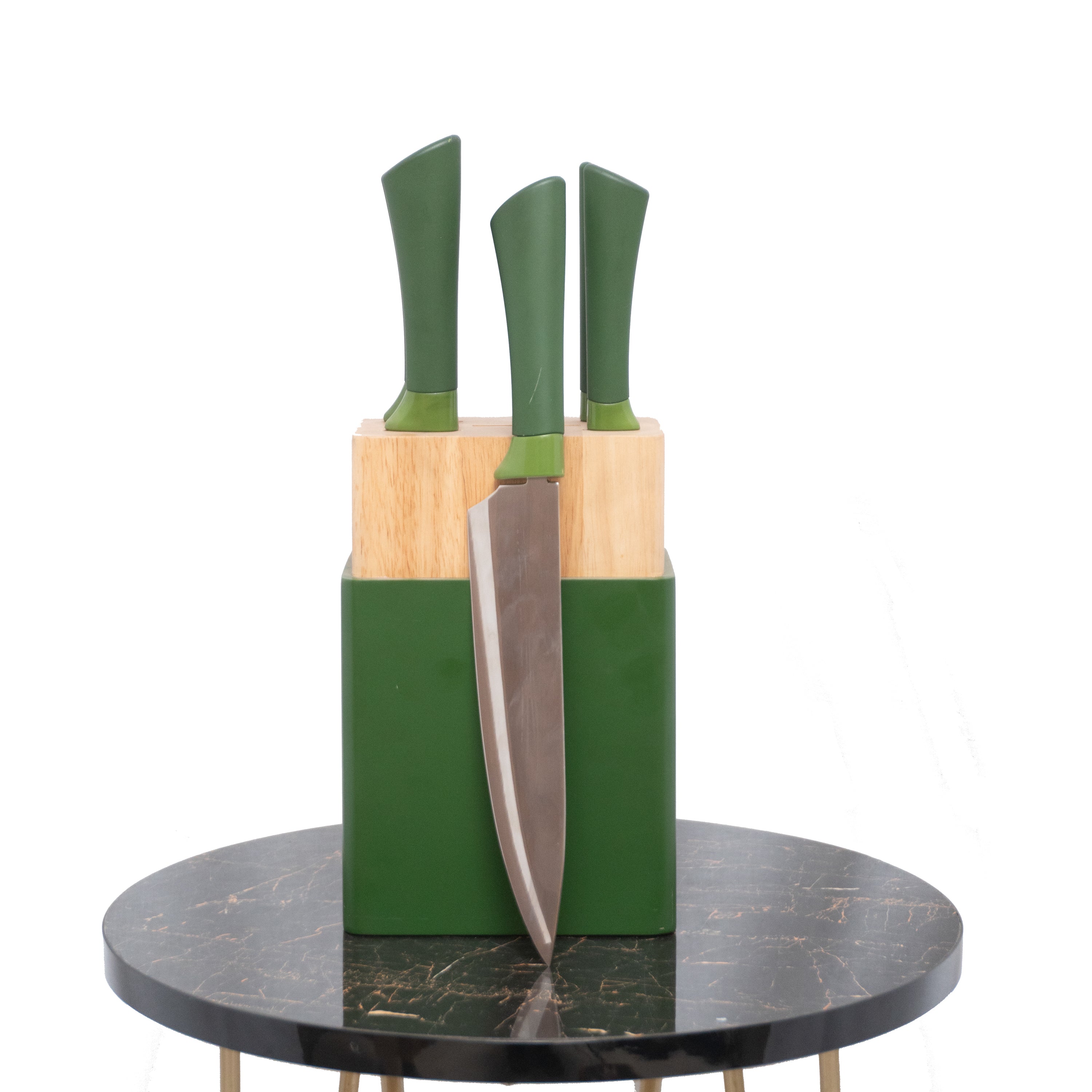 Knife Set with Wooden Stand - Essential Culinary Knives and Stylish Storage