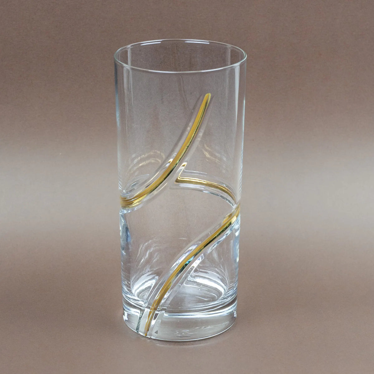 Clear Glass Vase with Elegant Golden Swirl Design 6 PCs | Best Crockery