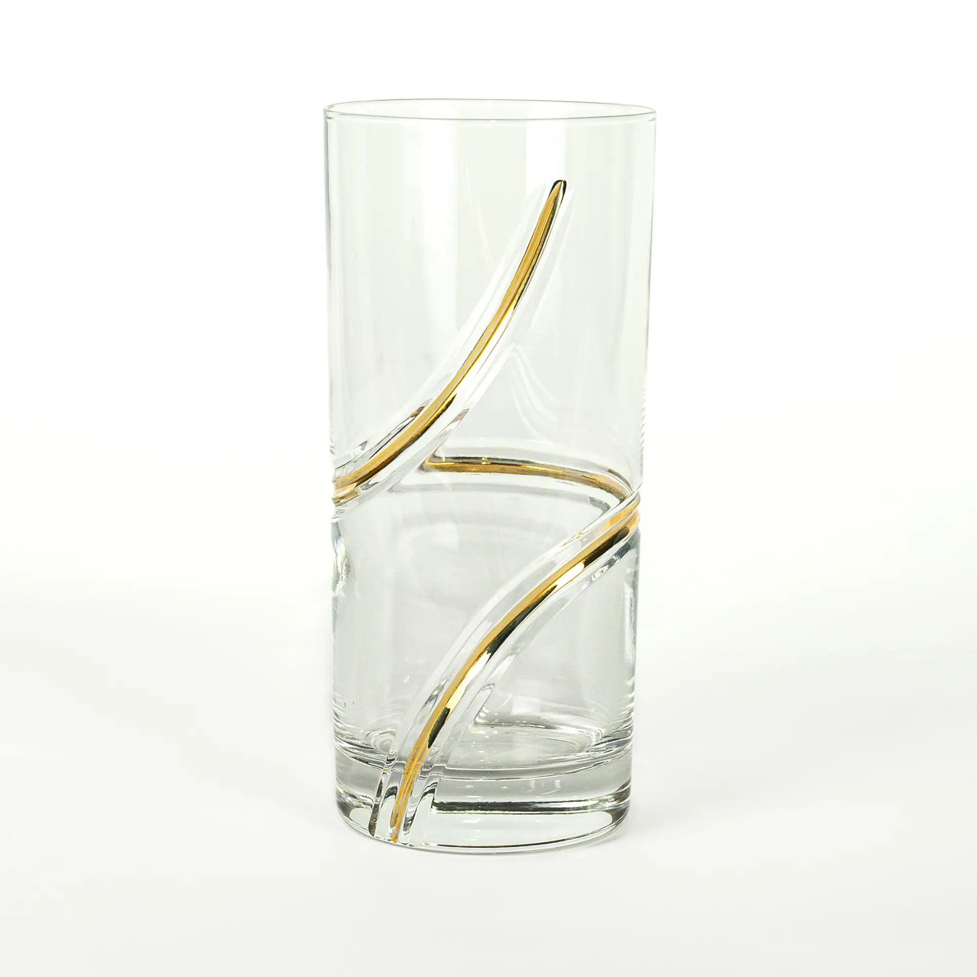 Clear Glass Vase with Elegant Golden Swirl Design 6 PCs | Best Crockery