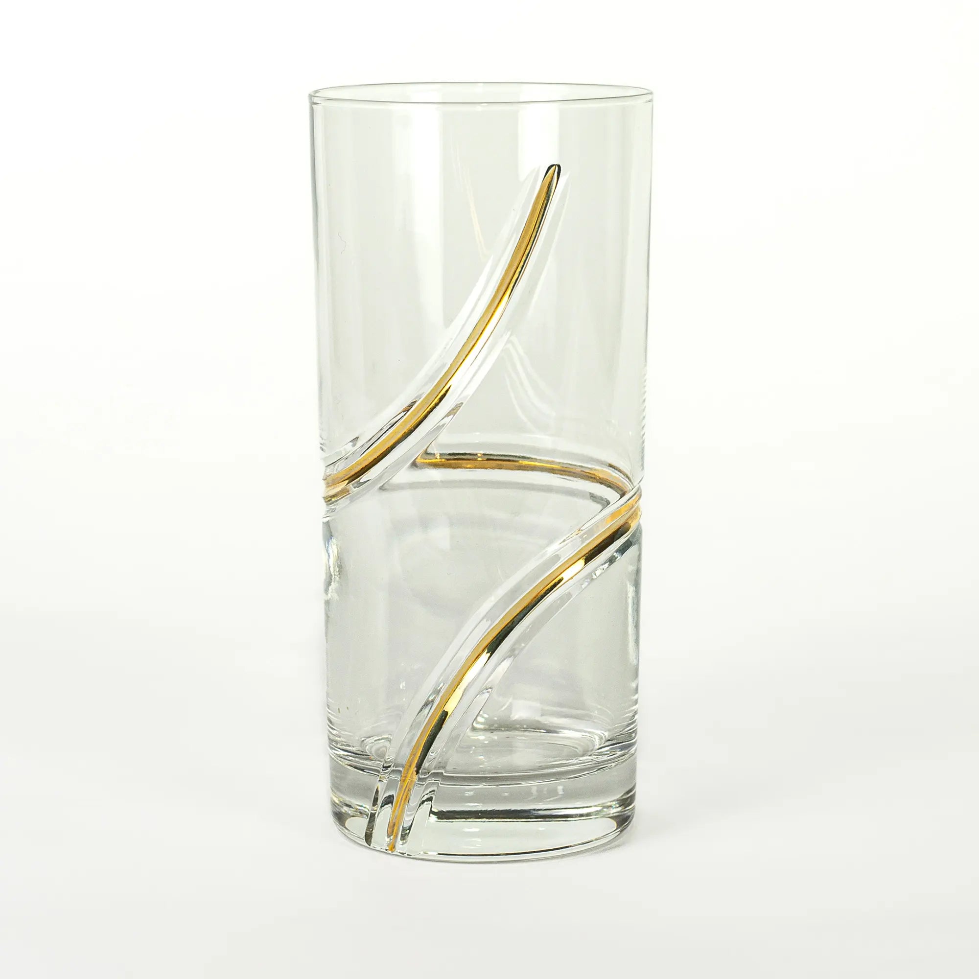 Clear Glass Vase with Elegant Golden Swirl Design 6 PCs | Best Crockery
