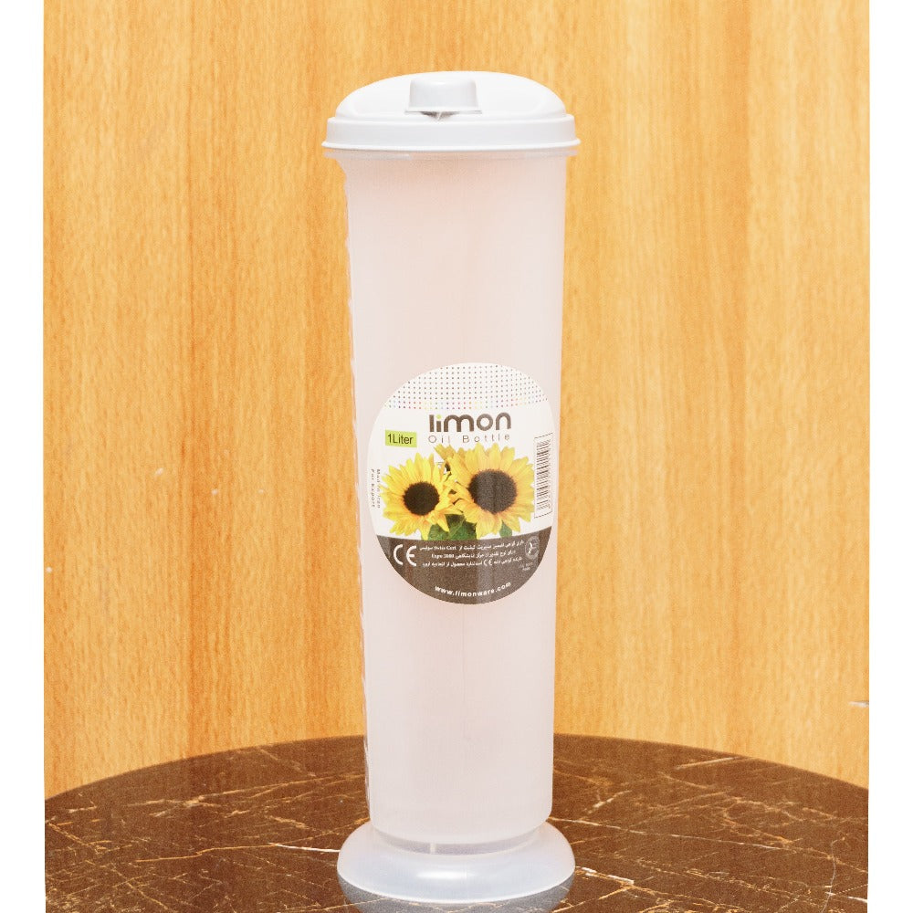 1Litre Oil Bottle in Semi-Transparent White Plastic by Limon Iran: Your Oil Storage Solution
