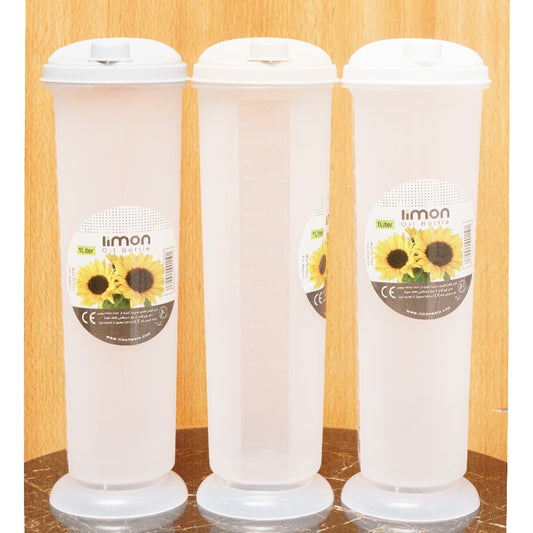 1Litre Oil Bottle in Semi-Transparent White Plastic by Limon Iran: Your Oil Storage Solution
