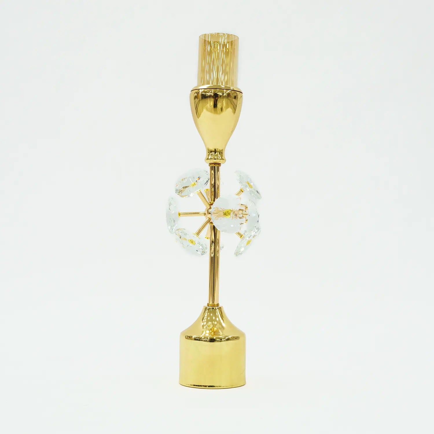 Gilded Elegance: Metal and Glass Golden Candle Stands