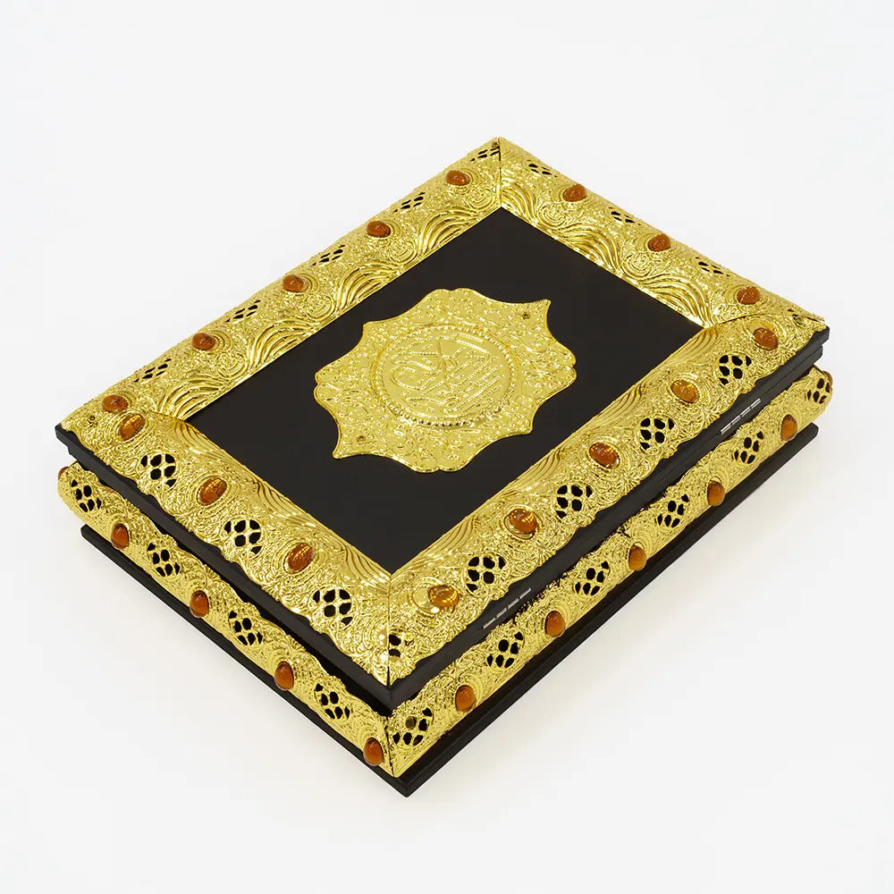 Elegant Quran Storage Case with Gemstone Accents