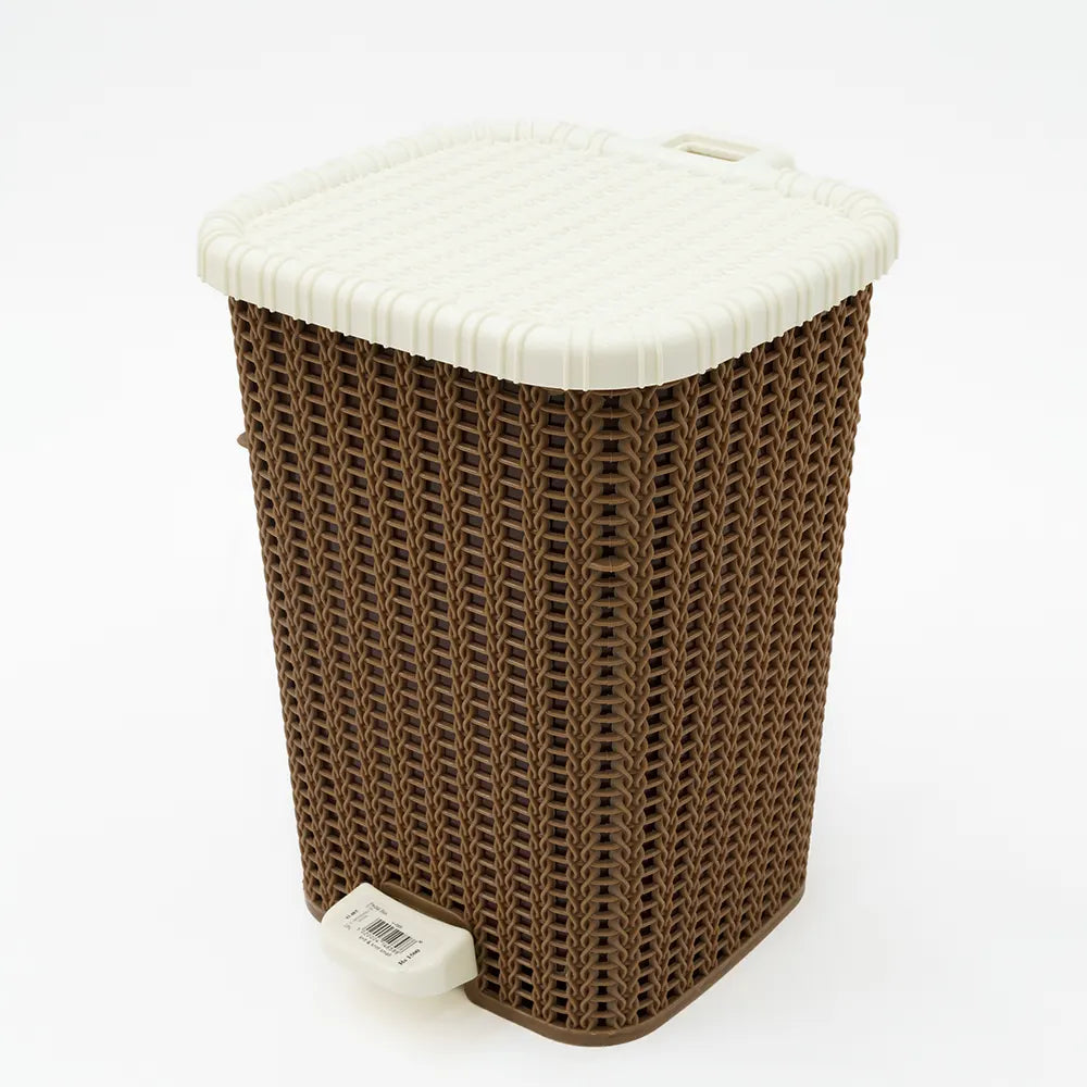 Modern Trash Can with Wicker-Style Design