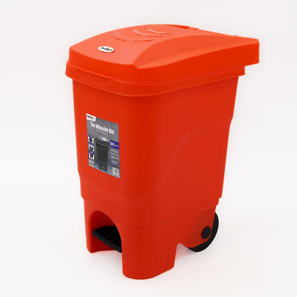 Pedal Wheeled Trash Can with 60L Capacity