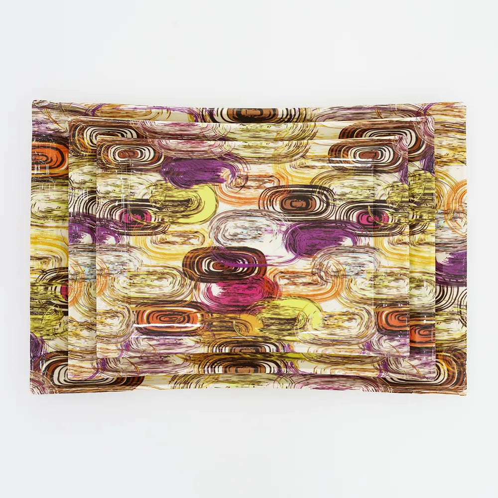 Modern Tray with Swirls Design 3 Pcs