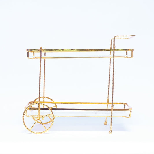 Chic 2-Tier Glass & Metal Rectangle Serving Cart: Stylish and Functional