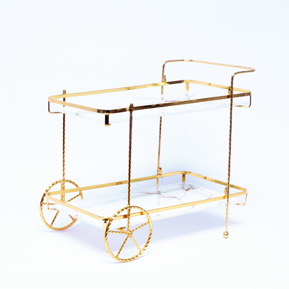 Chic 2-Tier Glass & Metal Rectangle Serving Cart: Stylish and Functional