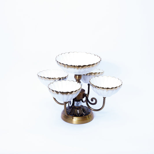 Opulent Harmony: Golden and White Metal and Glass Bowls Set