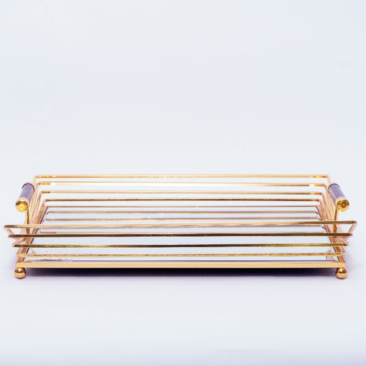 Golden Chrome Metal Bars Serving Tray: Elevate Your Dining Experience