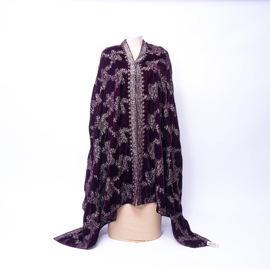 Dark Purple Velvet Ladies Shawl with Exquisite Fancy Embroidery Work: Elegance and Warmth