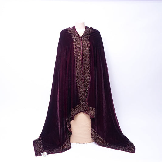 Maroon Velvet Shawl with Fancy Embroidery on Borders: Elegance and Style