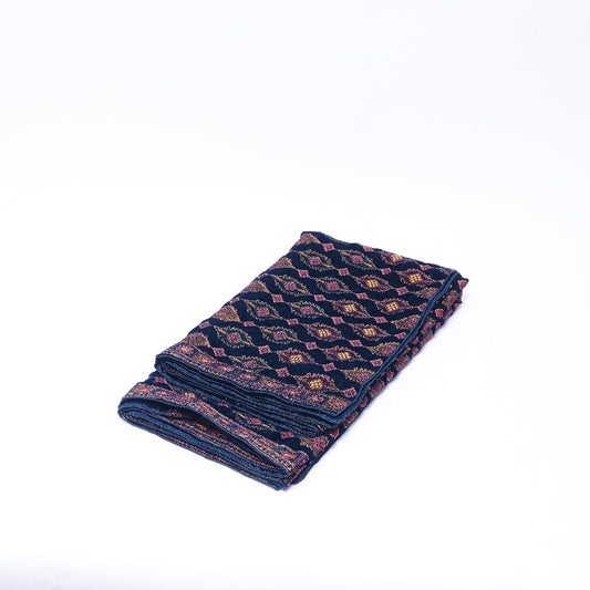 Dark Blue Velvet Shawl with Intricate Heavy Embroidery and Fancy Design: Timeless Elegance"