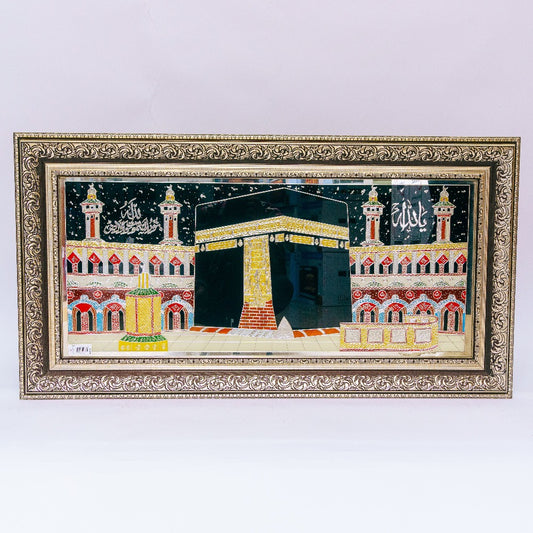 Sacred Splendor: Artistic Rendering of the Kaaba in a Luxurious Fancy Frame