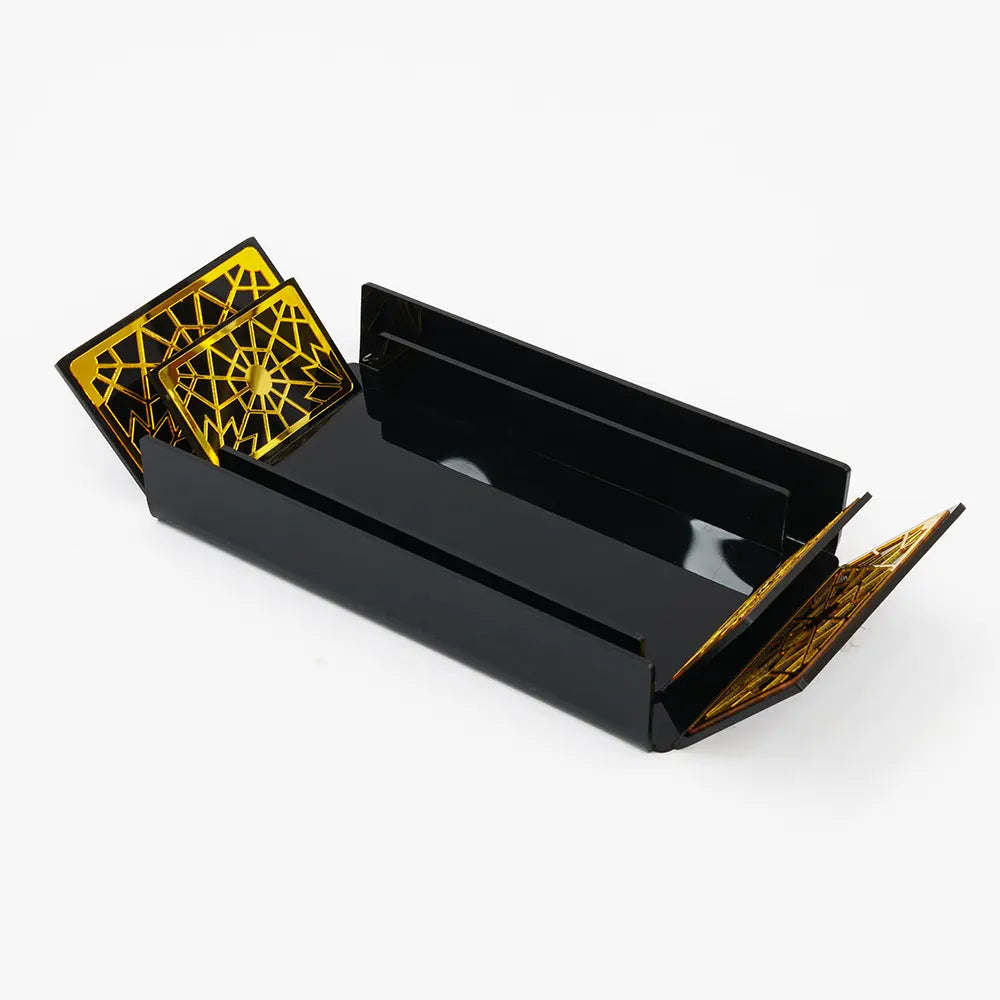 Luxurious Acrylic Serving Tray with Golden Accents