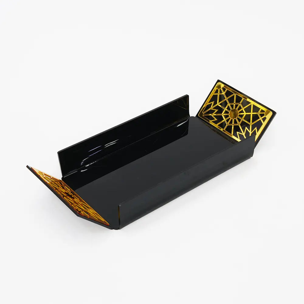 Luxurious Acrylic Serving Tray with Golden Accents