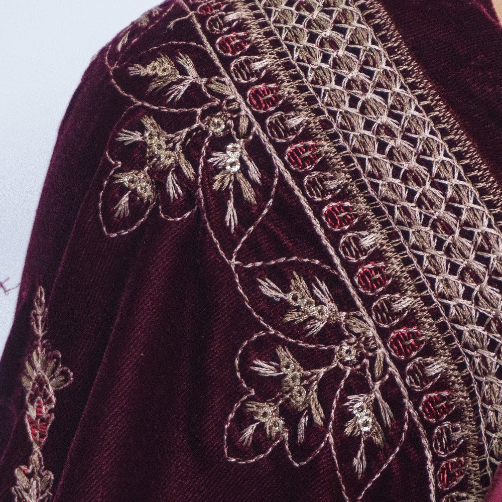 Exquisite Micro 9000 Velvet Ensemble: 3-Piece Complete Set with Fancy Embroidery - Unparalleled Luxury in Every Detail