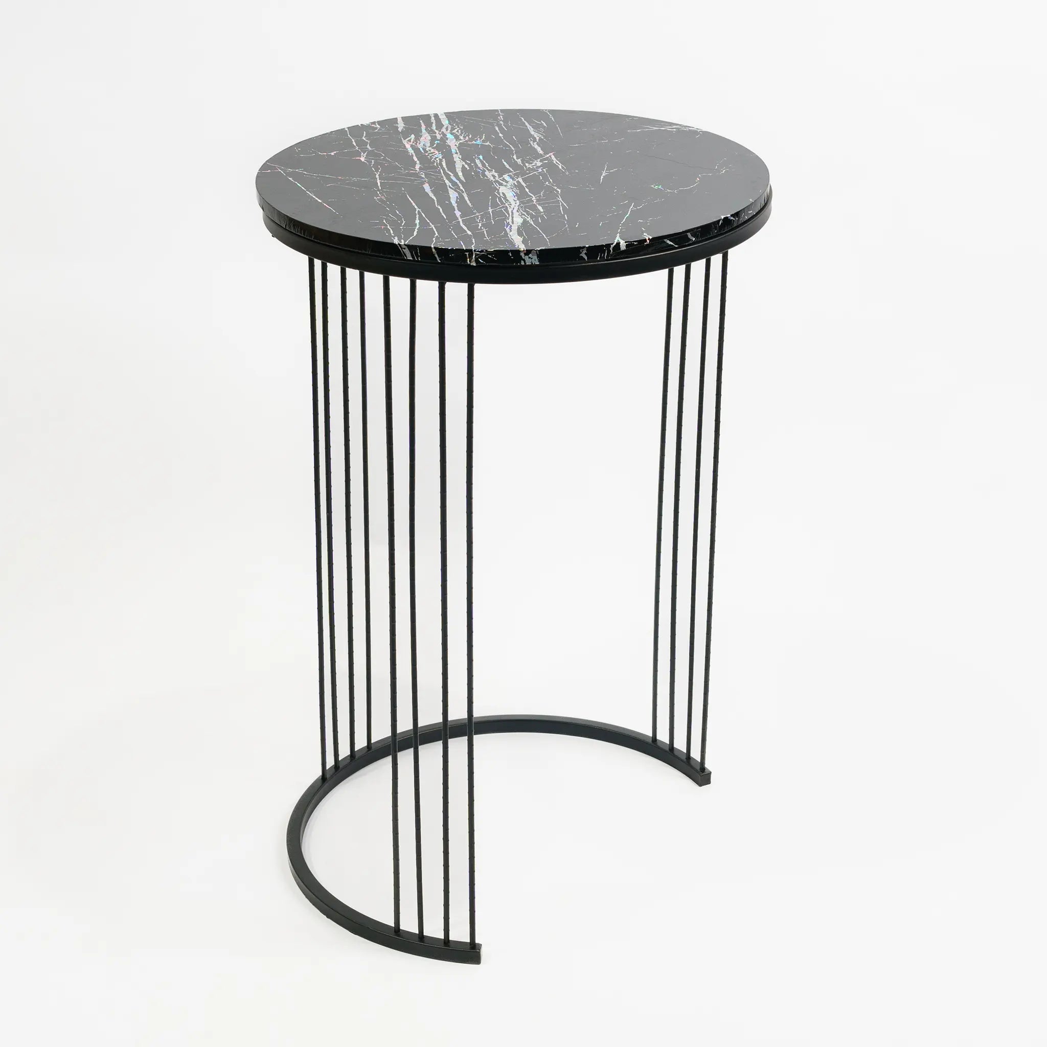 Stylish Marble and Metal Side Table Set