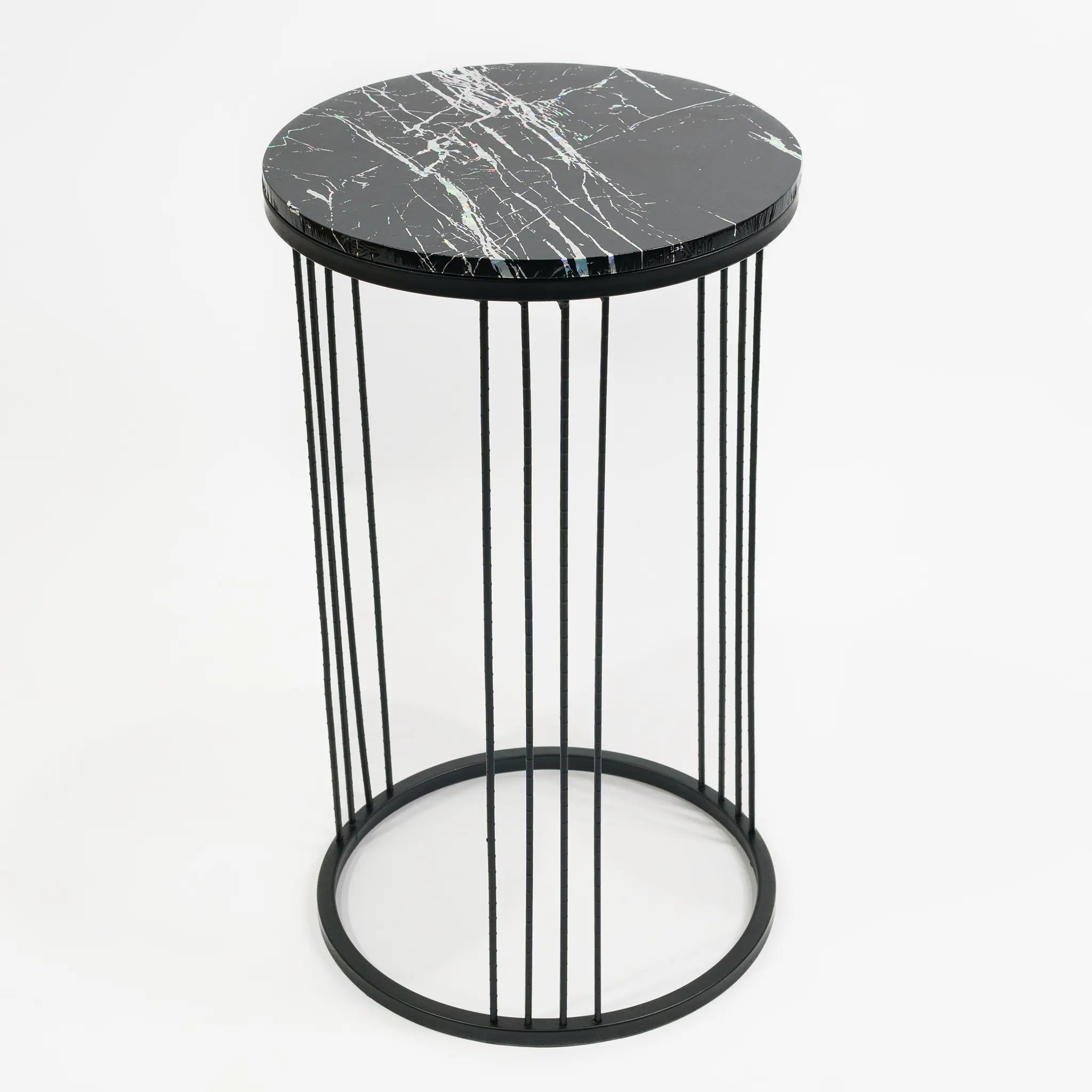 Stylish Marble and Metal Side Table Set