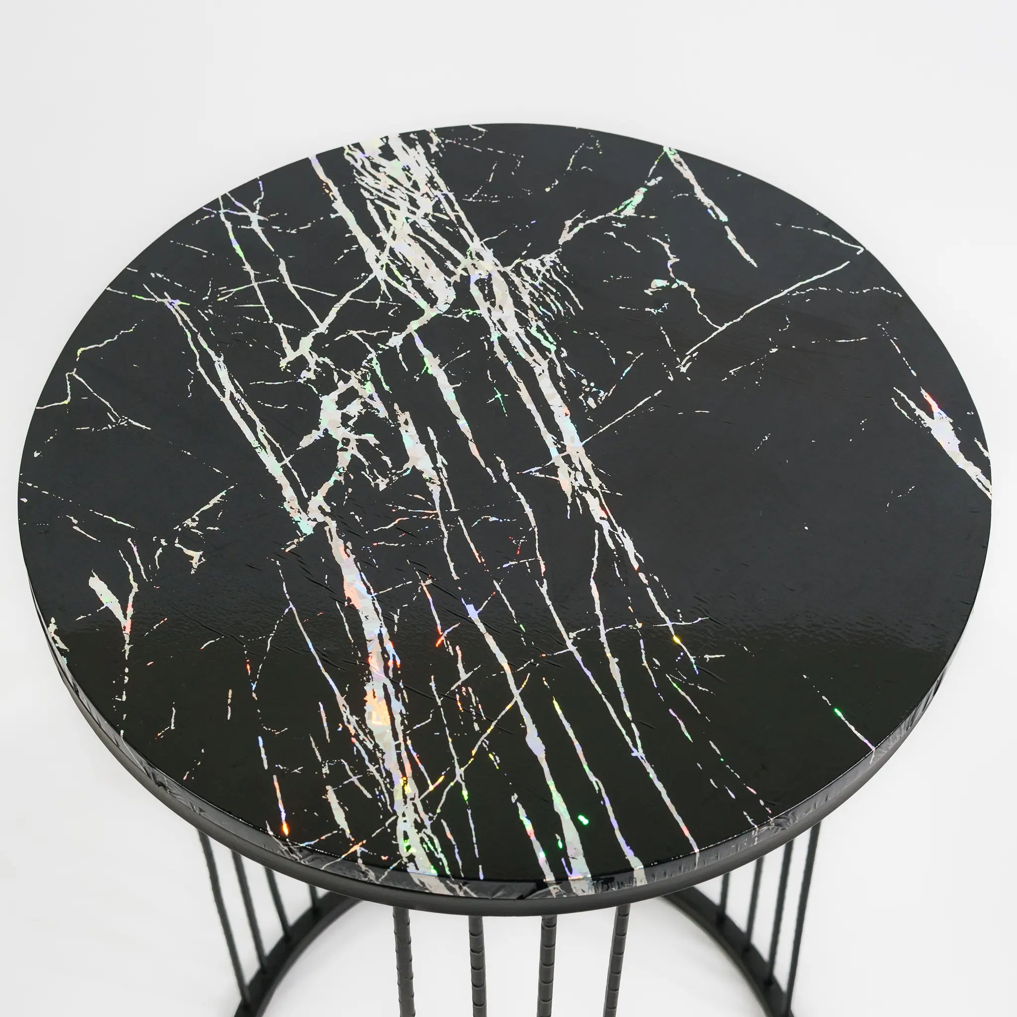 Stylish Marble and Metal Side Table Set