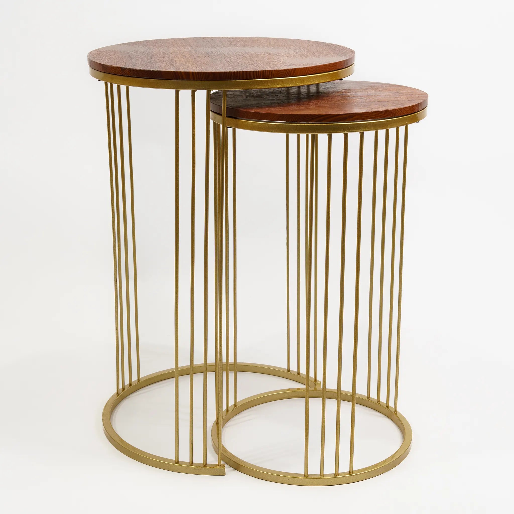 Stylish Marble and Metal Side Table Set