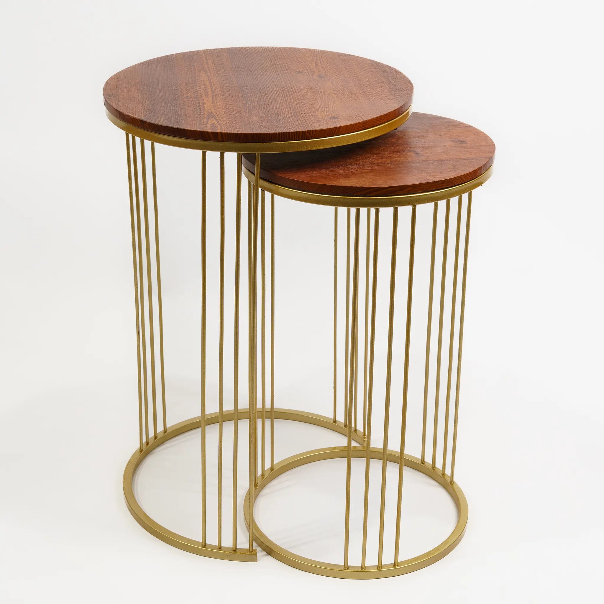 Stylish Marble and Metal Side Table Set