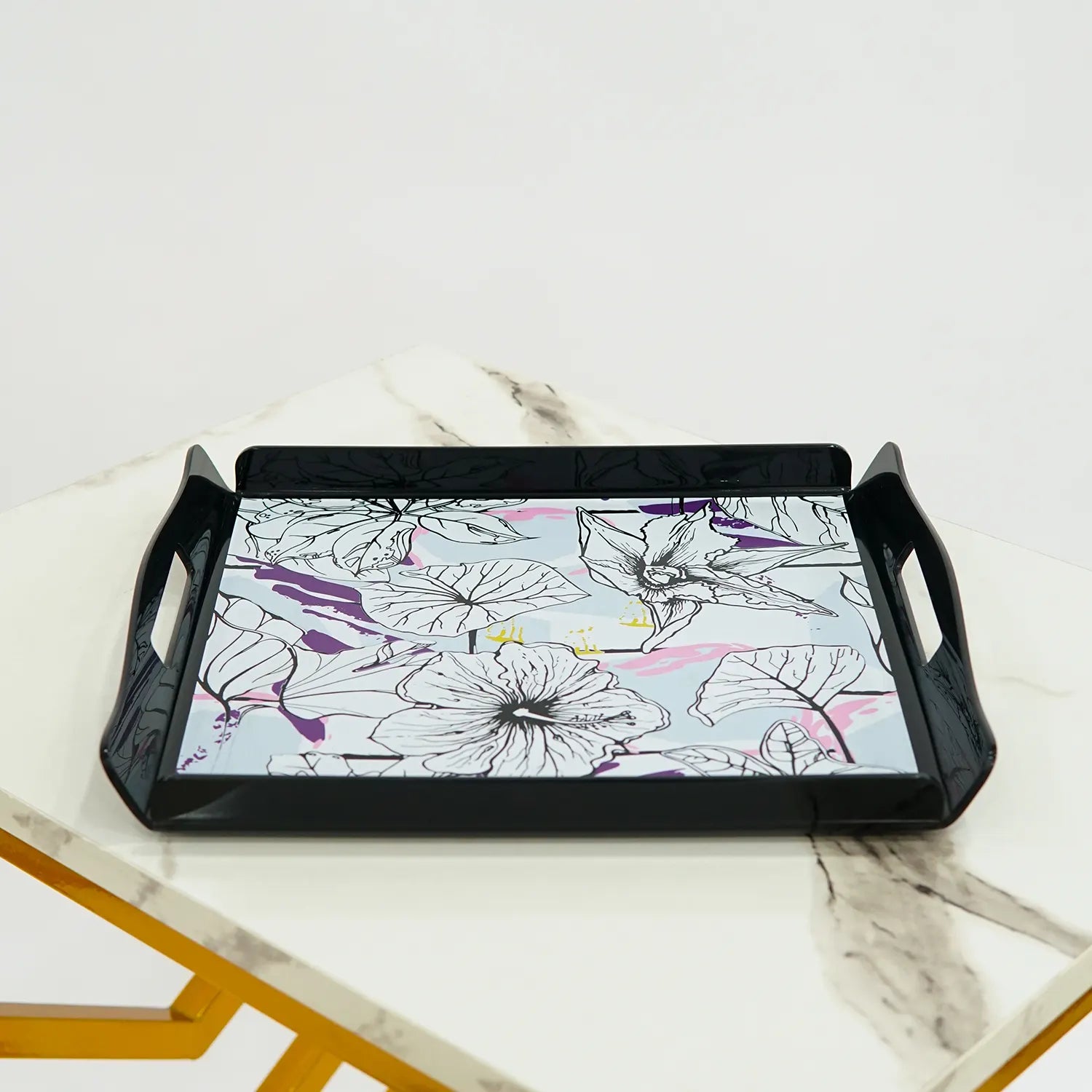 Serving in Style: Floral Bliss High-Grade Plastic Tray