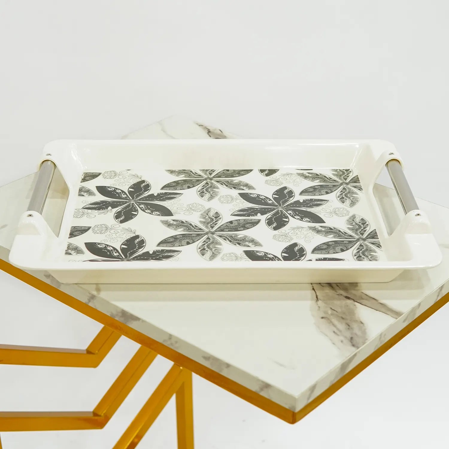 Floral Harmony: 3-Piece High-Grade Plastic Tray Set