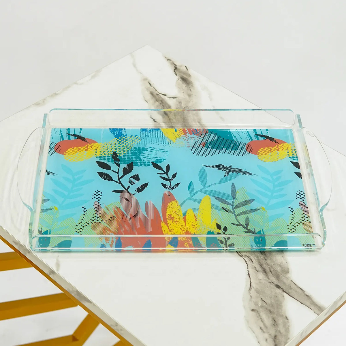 Elegance in Glass: High-Quality Tray with Beautiful Floral Design