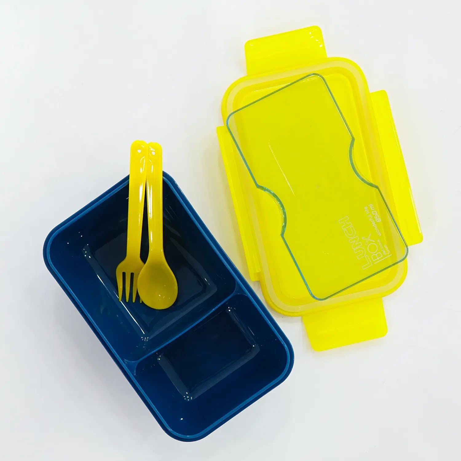 School Days Essentials: High-Quality Food-Grade Plastic Lunch Box with Spoon and Fork