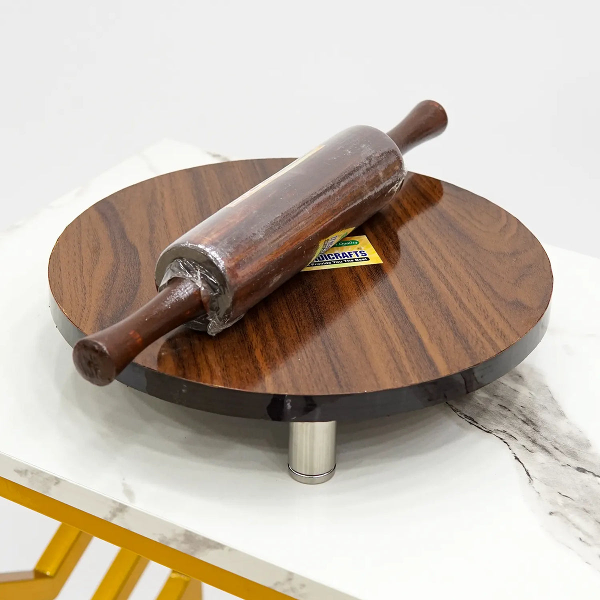 Classic Wooden Rolling Pin and Plate Combo: Timeless Kitchen Essentials for Bakers