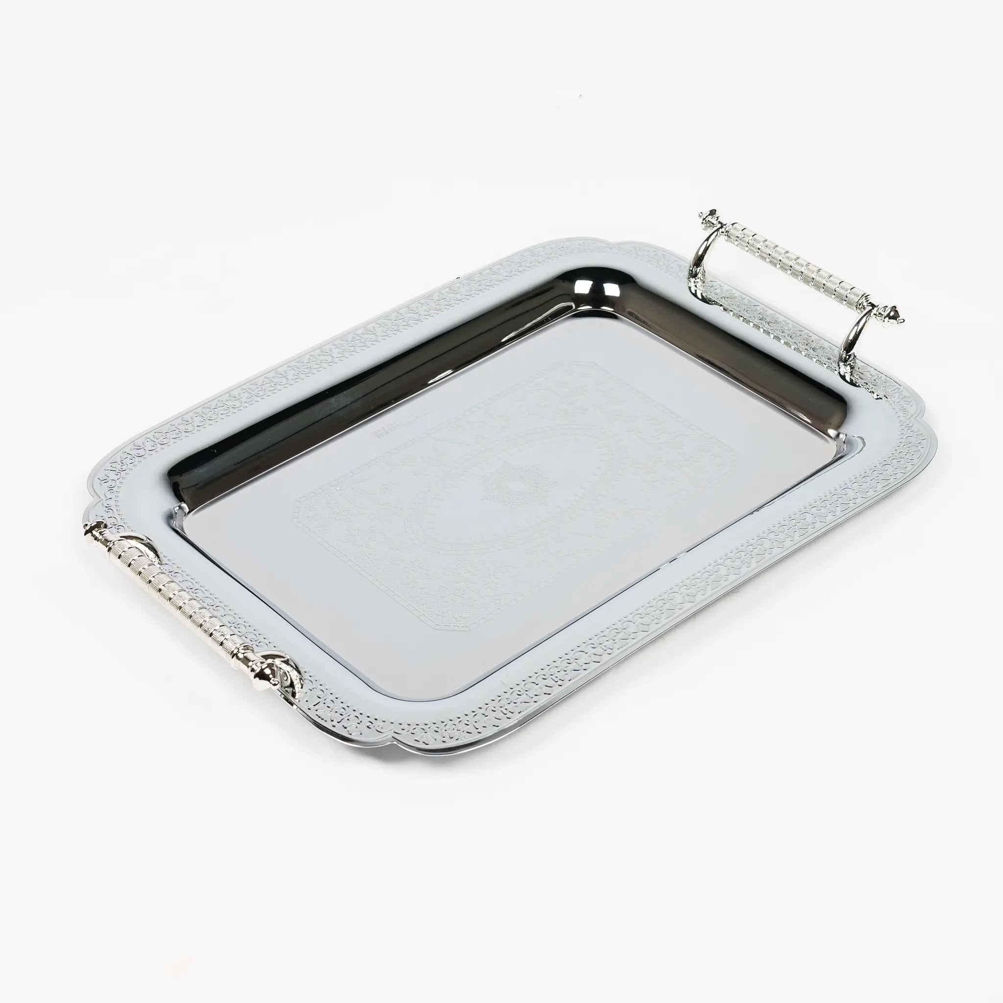 Elegant Stainless Steel Serving Tray Set with Gold and Silver Accents