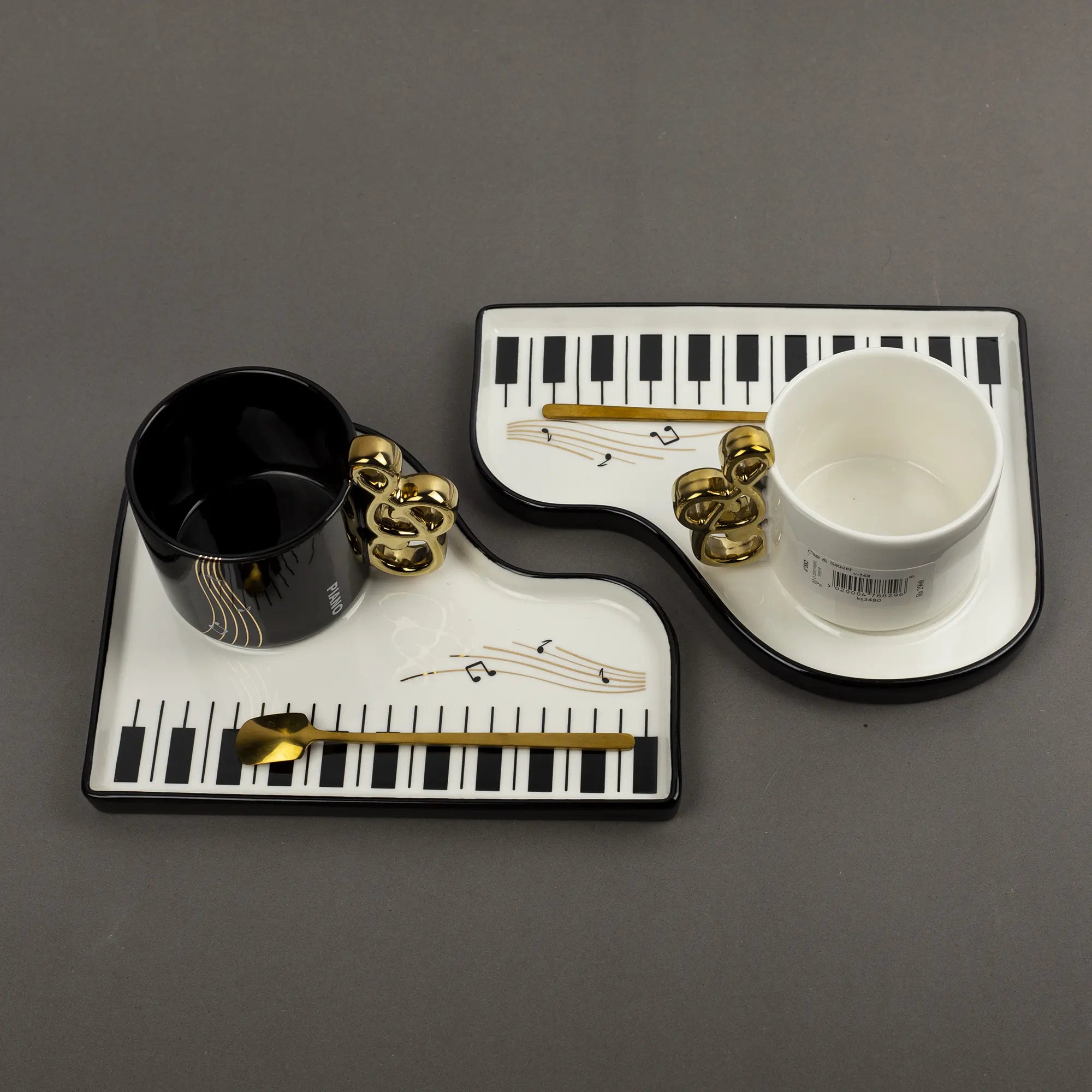 Piano Keys Ceramic Mug with Musical Note Spoon and Saucer Set | Best Crockery