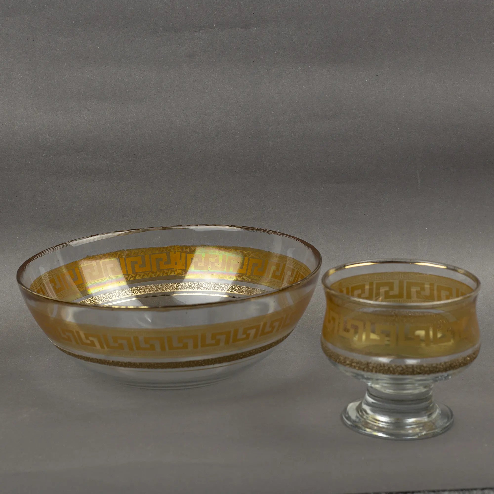 White Ceramic Bowl with Black and Gold Greek Key Design | Best Crockery