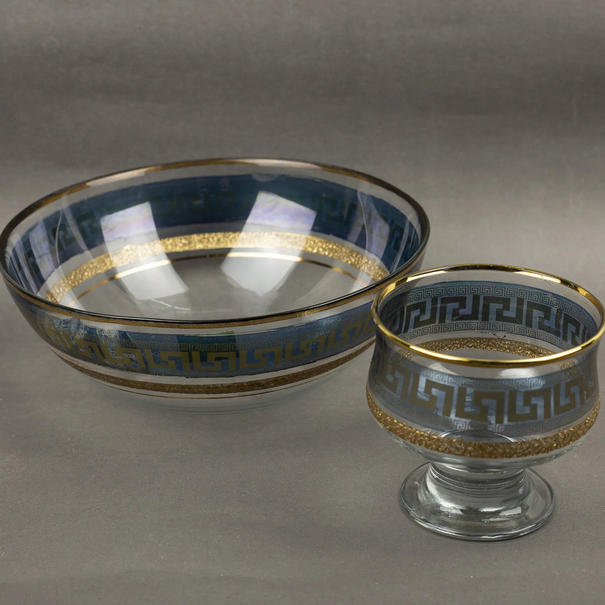 White Ceramic Bowl with Black and Gold Greek Key Design | Best Crockery