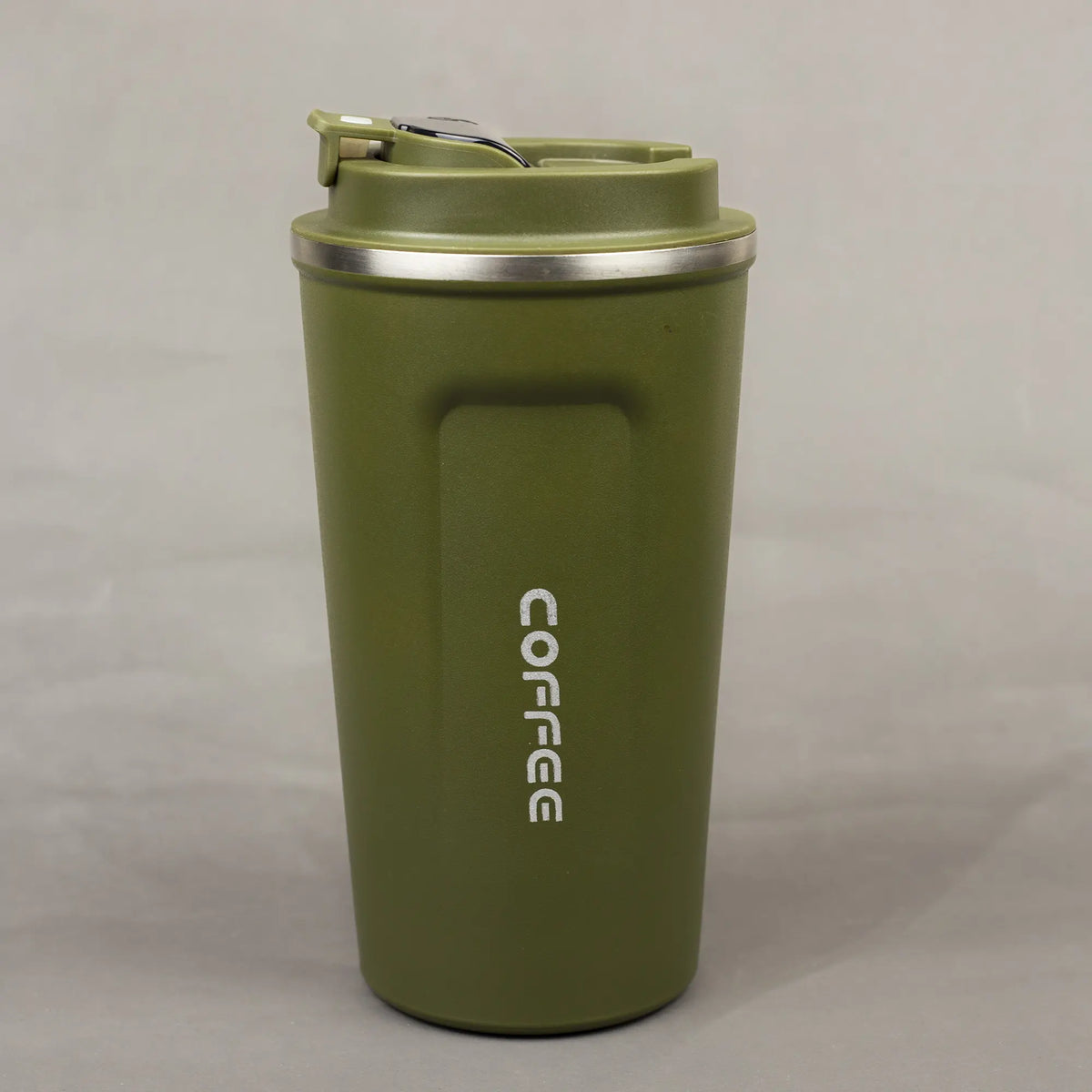 Modern Olive Green Insulated Travel Coffee Mug with Flip Lid