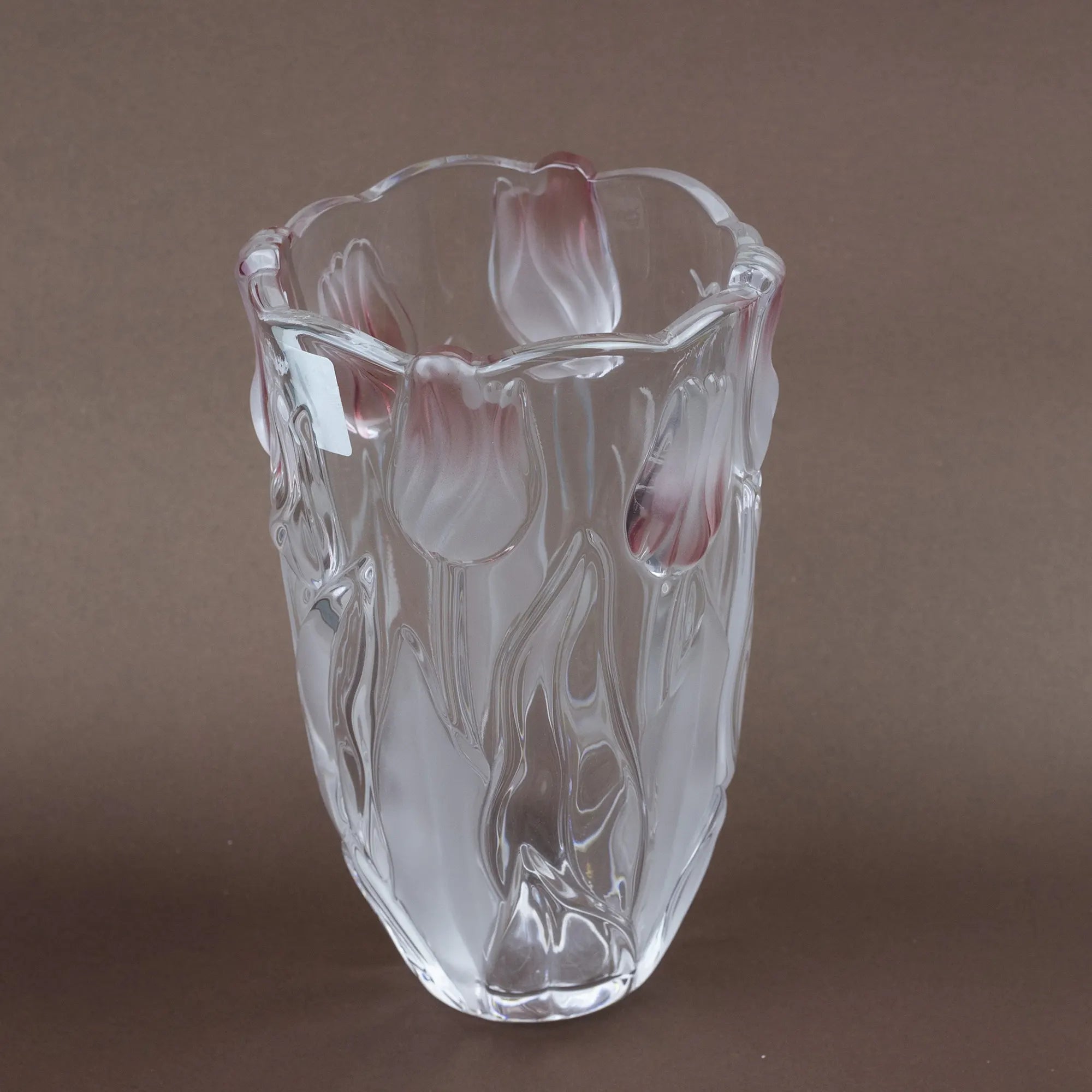 Decorative Glass Vase with Sculpted Accents and Floral Design