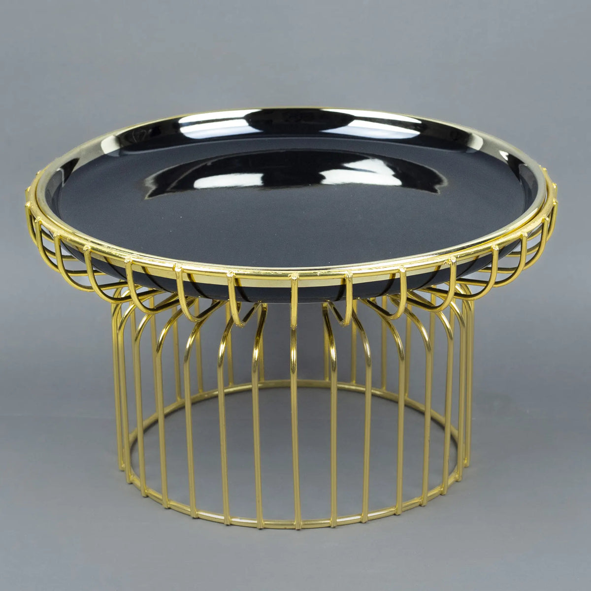 Modern Black & Gold Round Serving Tray / Cake Stand | Best Crockery