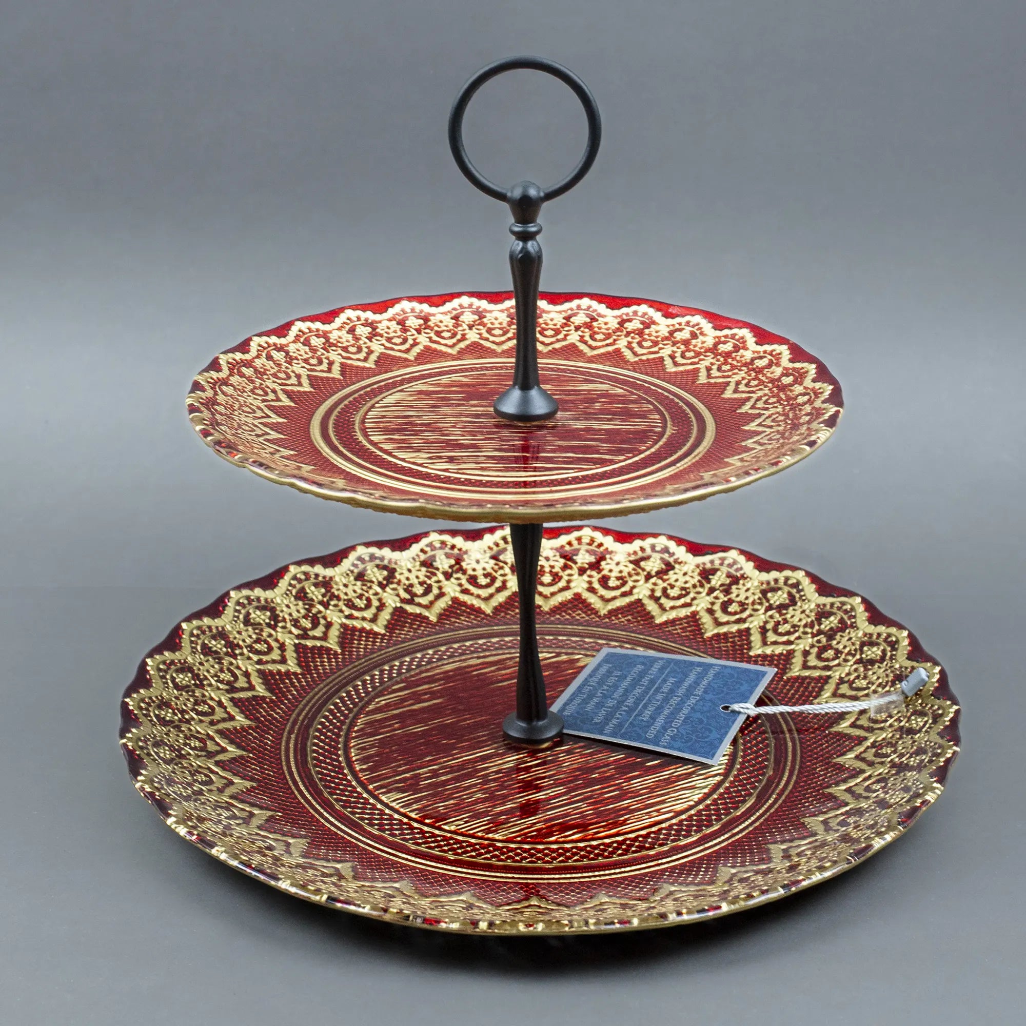 Two-Tier Serving Stand with Textured Plates and Silver Finish | Best Crockery