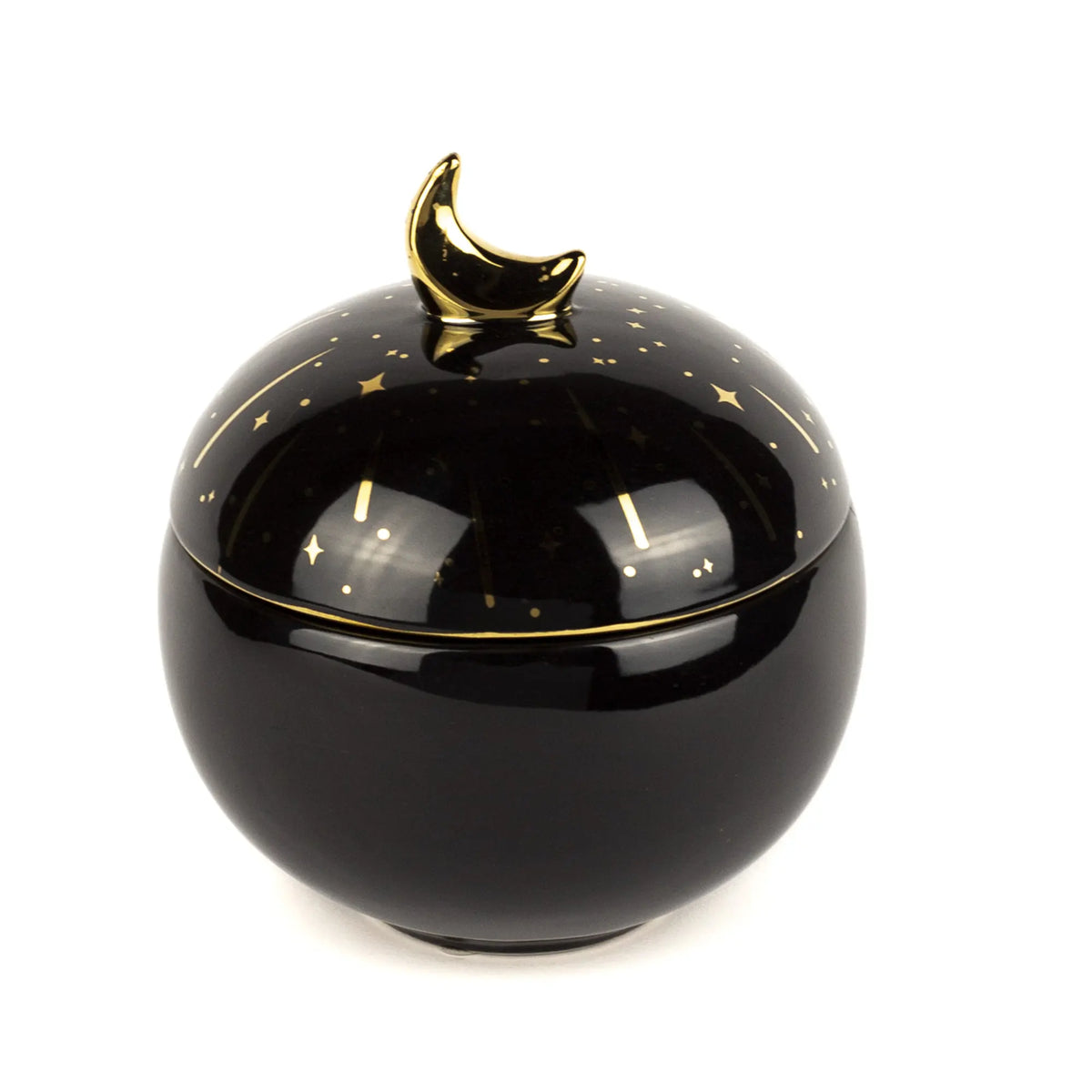 Celestial Black & Gold Trinket Box with Moon Finial | Best Crockery