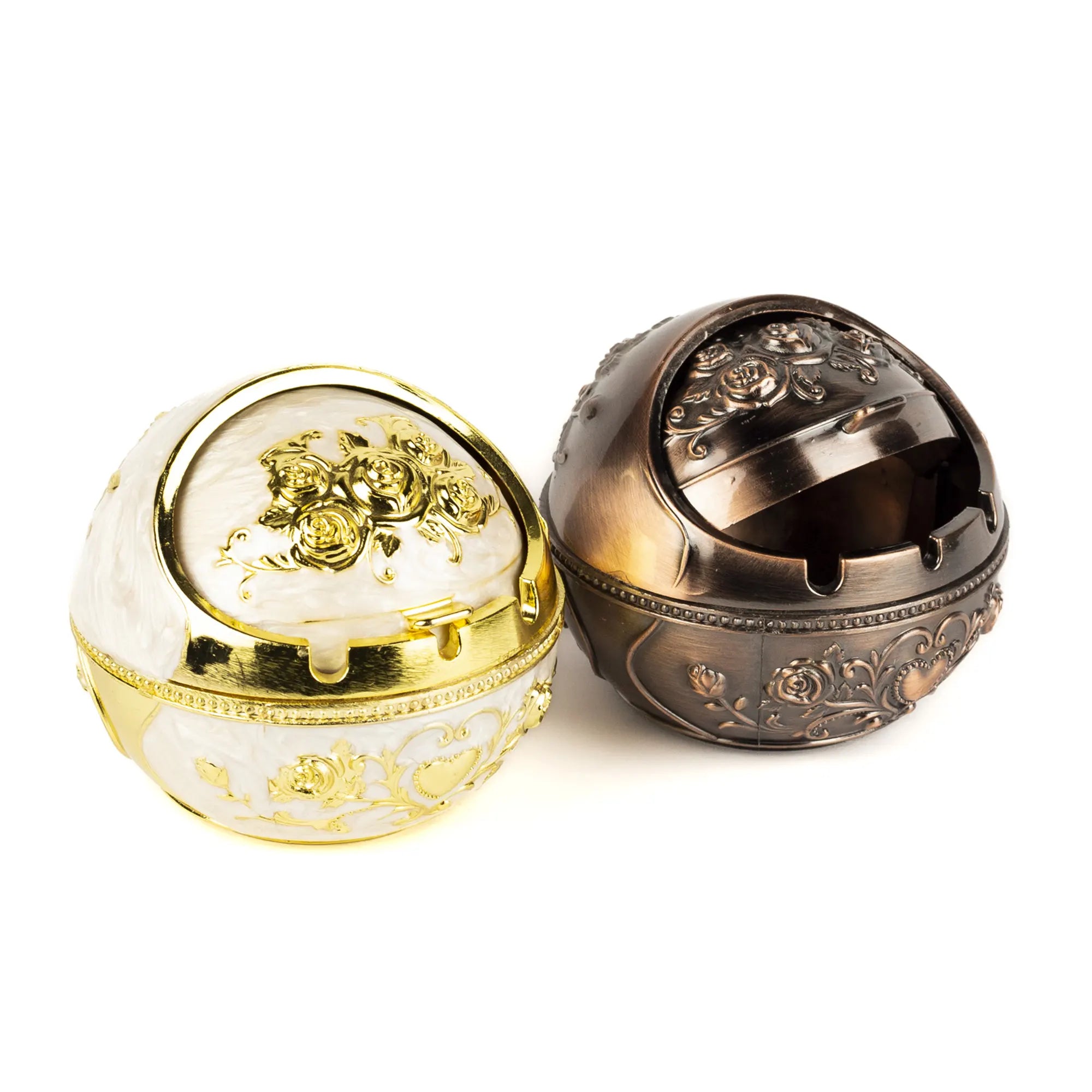 intage Style Round Metallic Ashtray with Floral Embossing | Best Crockery