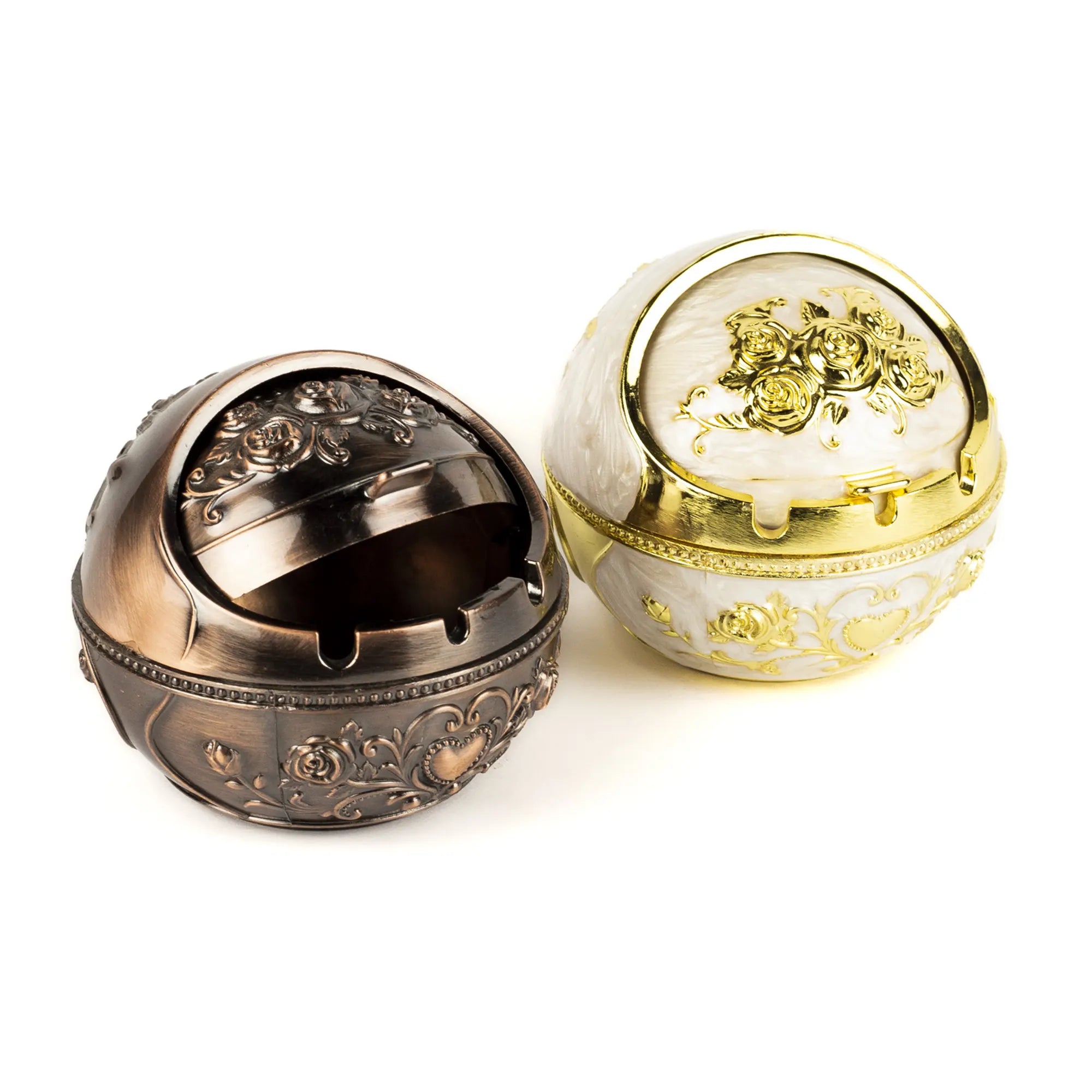 intage Style Round Metallic Ashtray with Floral Embossing | Best Crockery