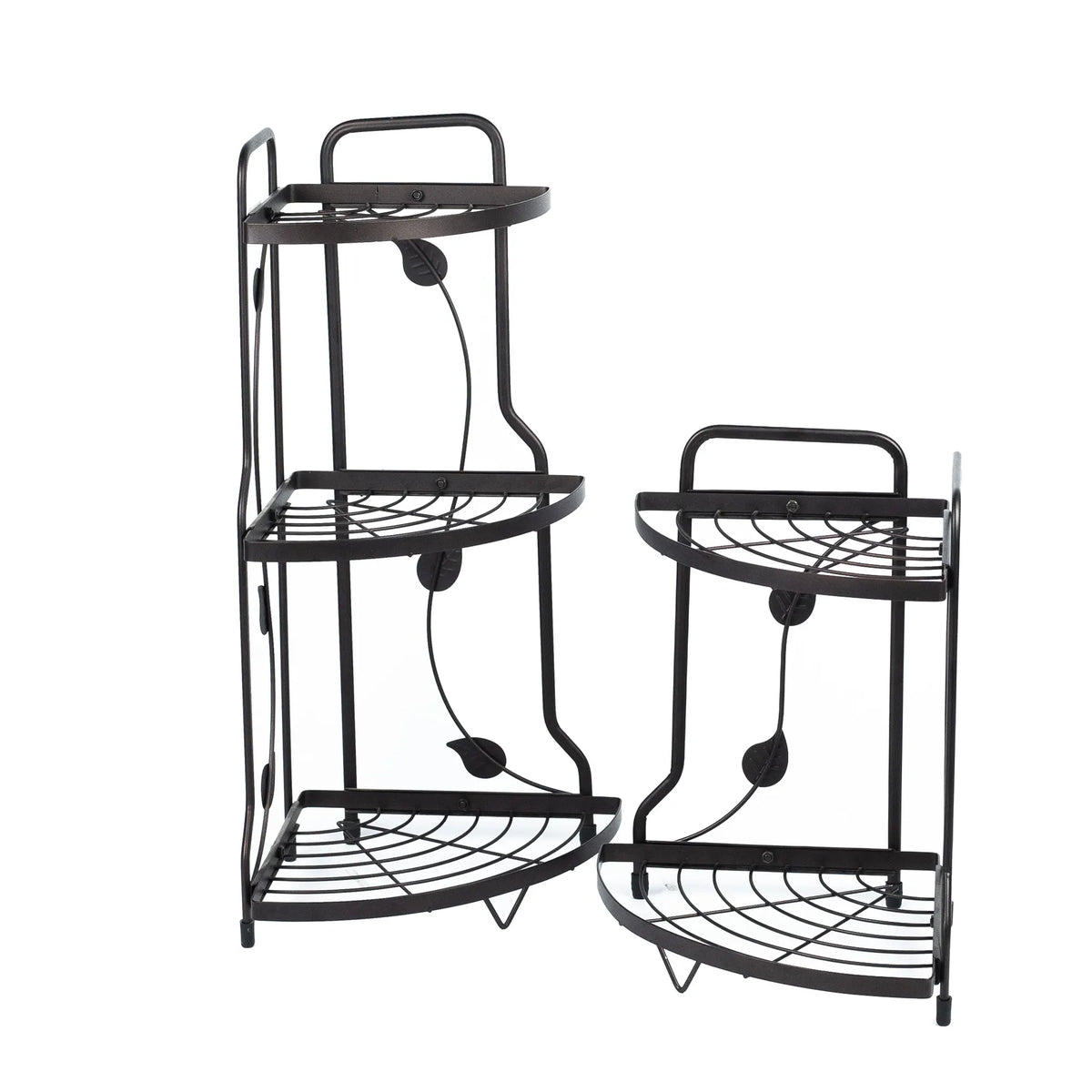 3-Tier Black Metal Corner Shelf Organizer - Space-Saving Rack for Bathroom, Kitchen, or Living Room