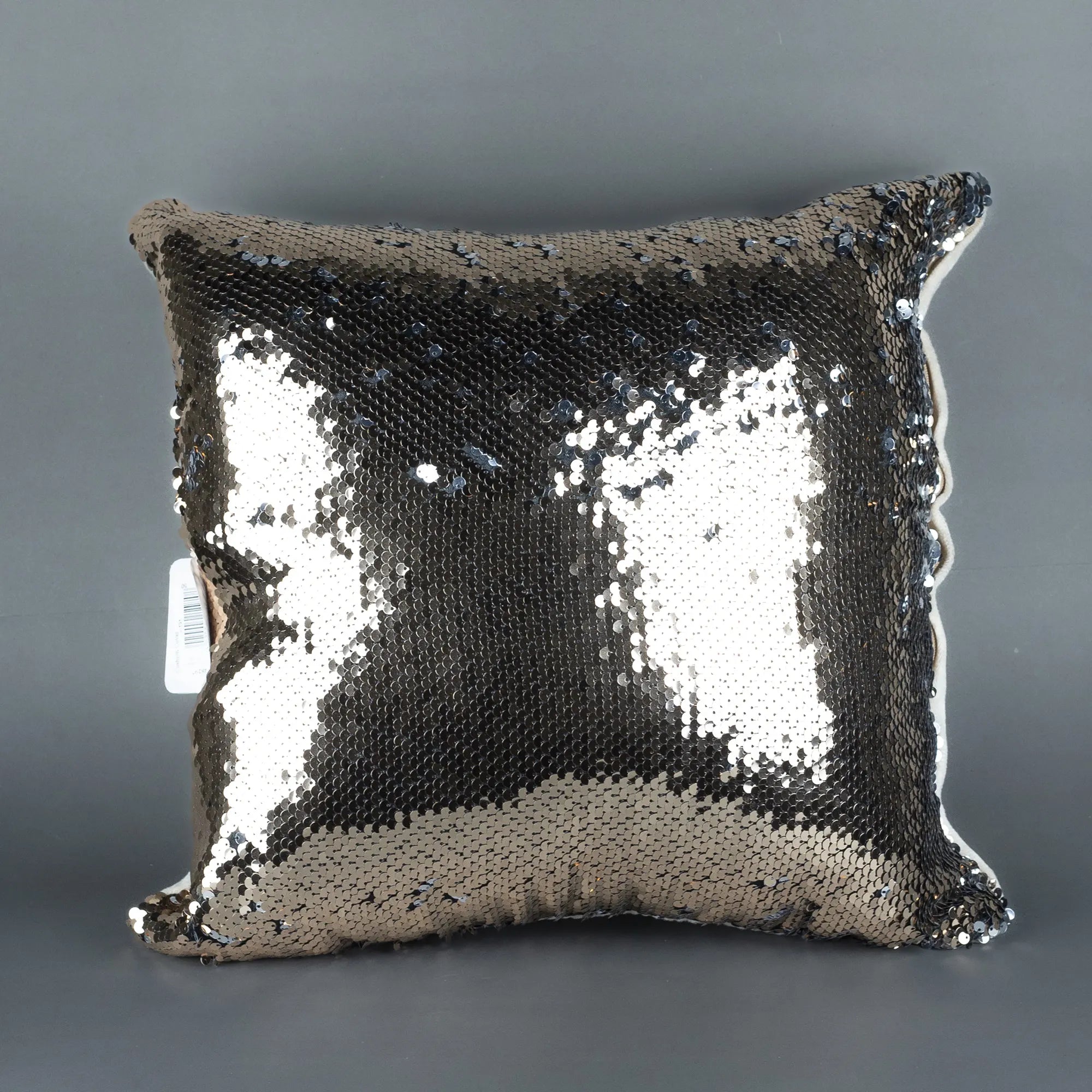 Reversible Sequin Throw Pillow / Cushion Cover - Sparkling Silver & Gold Mermaid Scale Design