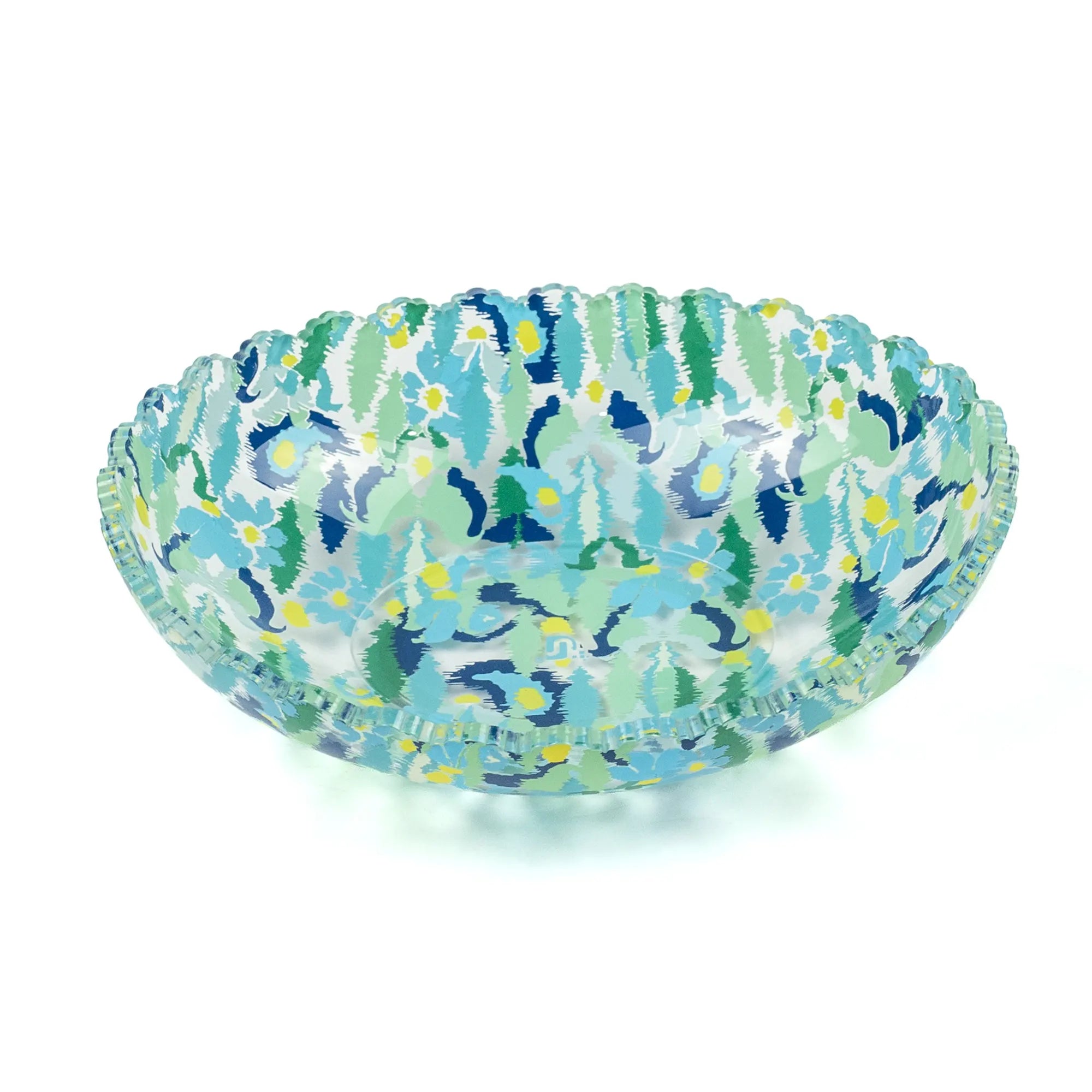 Vibrant Multi-Color Swirl Art Glass Bowl - Decorative Fluted Edge Centerpiece | Best Crockery